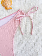 Sweet pink color two piece bikini swimsuit