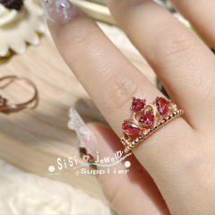 Luxury ruby cubic zircon statement women rings