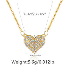 Baroque pearl diamond heart angel wing pendant gold plated copper necklace