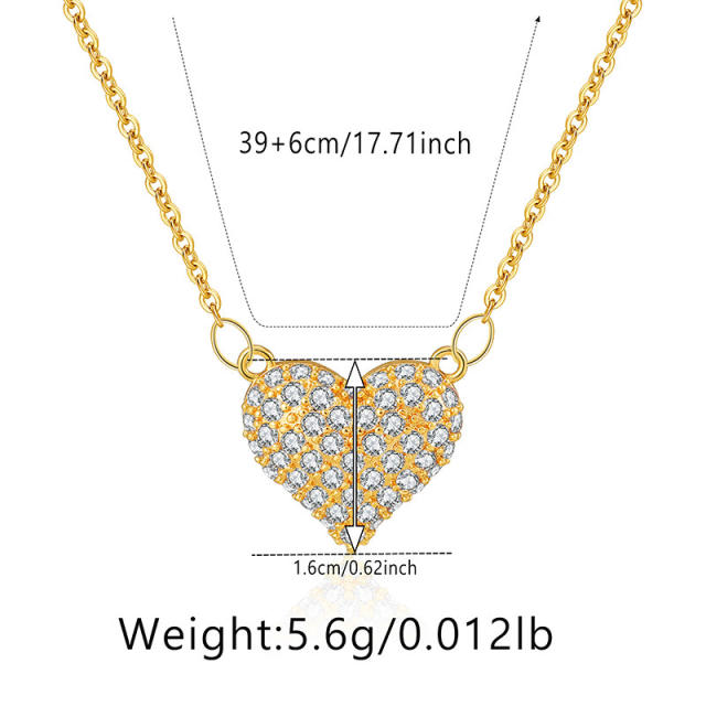 Baroque pearl diamond heart angel wing pendant gold plated copper necklace