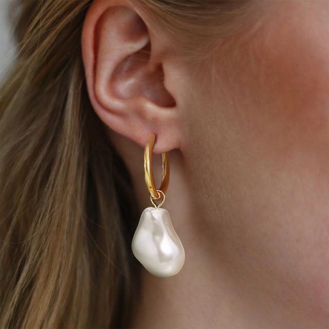 Imitation baroque pearl stainless steel earrings