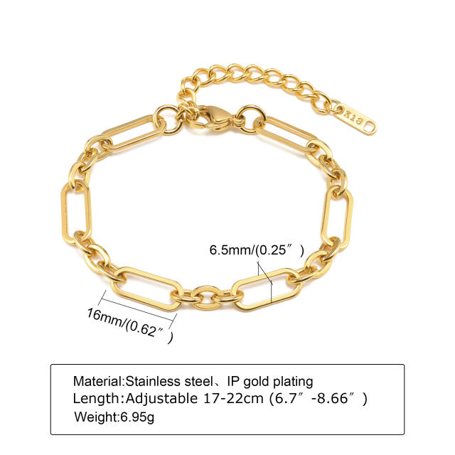 18K gold plated stainless steel chain bracelet