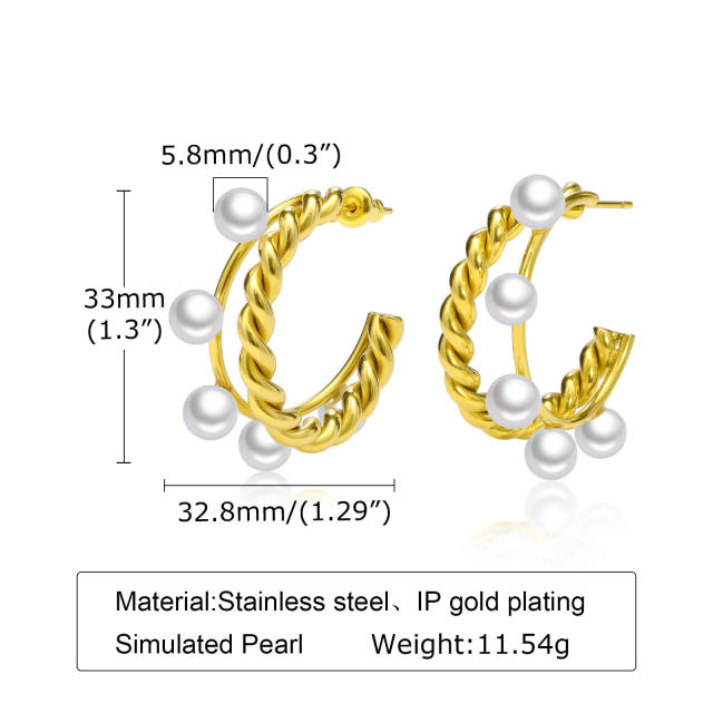 Imitation baroque pearl stainless steel earrings