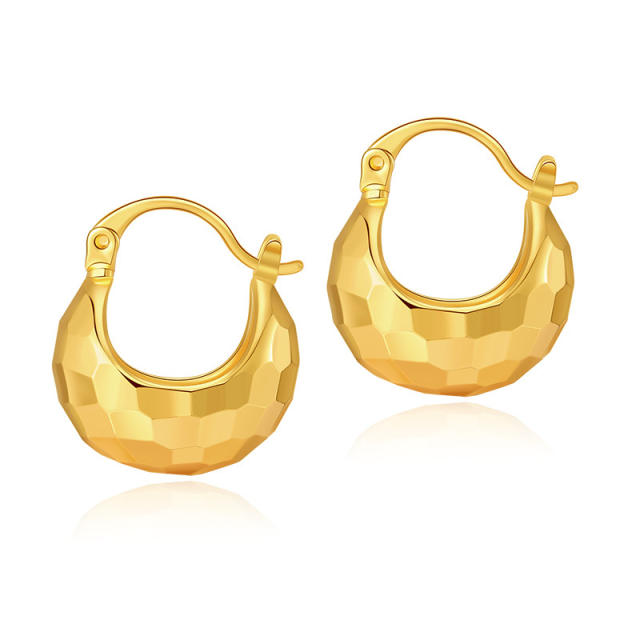 Chunky designer gold plated copper huggie earrings
