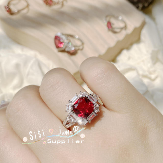 Luxury ruby cubic zircon statement women rings