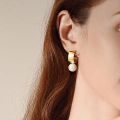 Imitation baroque pearl stainless steel earrings