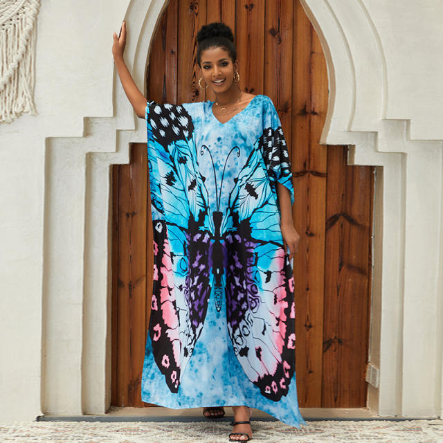 Boho colorful pattern swimsuit cover up