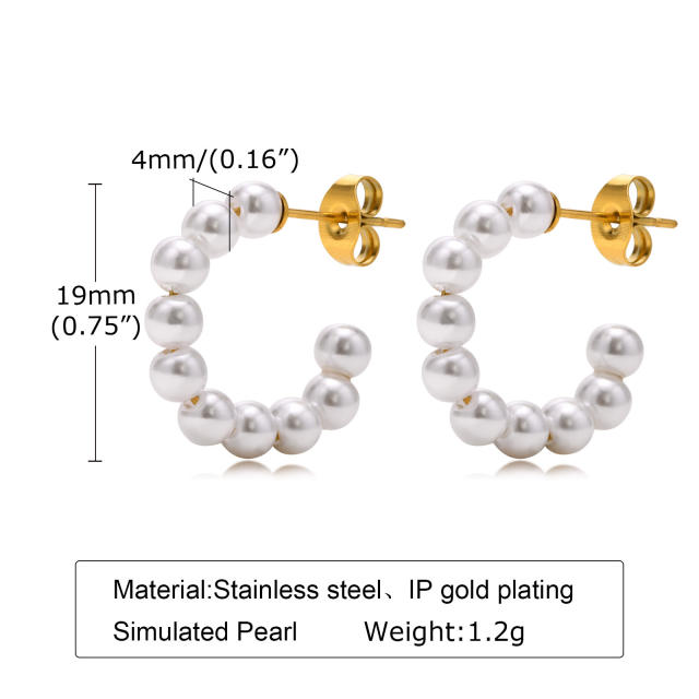 Imitation baroque pearl stainless steel earrings