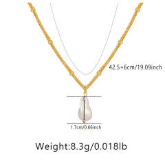 Baroque pearl diamond heart angel wing pendant gold plated copper necklace