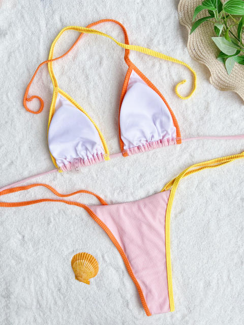 Sexy pink color bikini swimsuit
