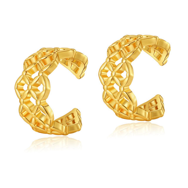 Classi 18K gold plated braid pattern copper ear cuff