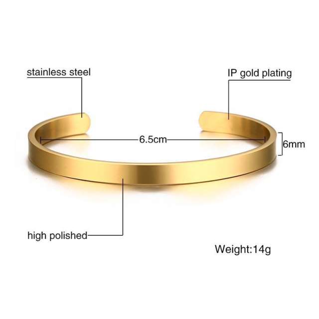 Easy match simple stainless steel cuff bangle