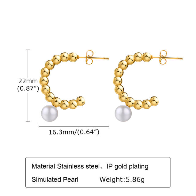 Imitation baroque pearl stainless steel earrings