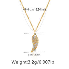Baroque pearl diamond heart angel wing pendant gold plated copper necklace