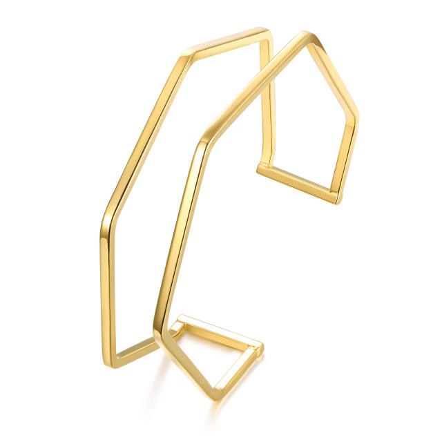Concise knot cross geometric stainless steel cuff bangle