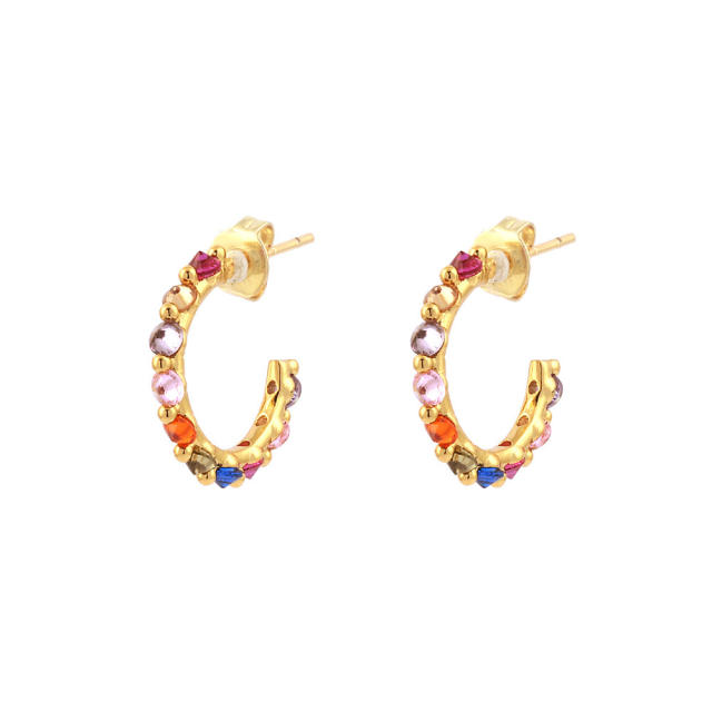 Sweet rainbow cz ball copper necklace earrings rings set
