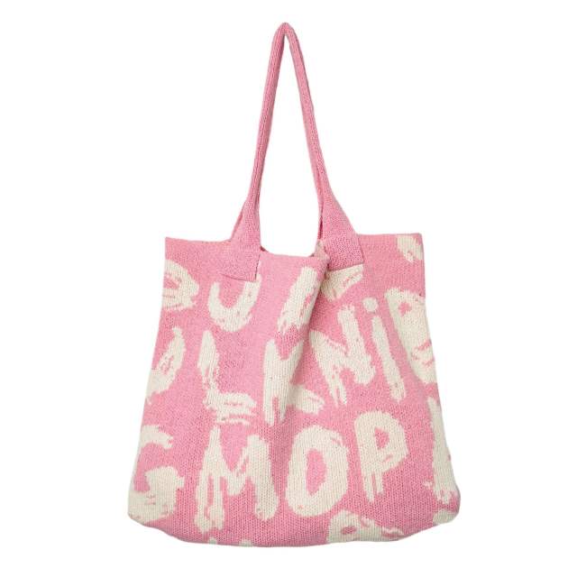 Korean fashion Letter pattern knitted tote bag