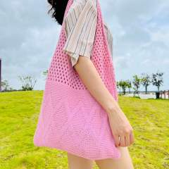 Plain color knitted corchet tote bag beach bag
