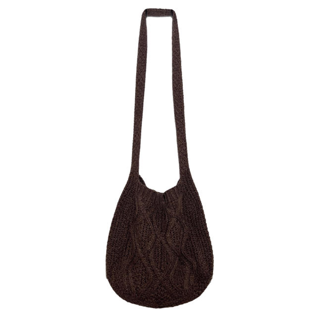 Amazon hot sale plain color knitted corchet crossbody bag