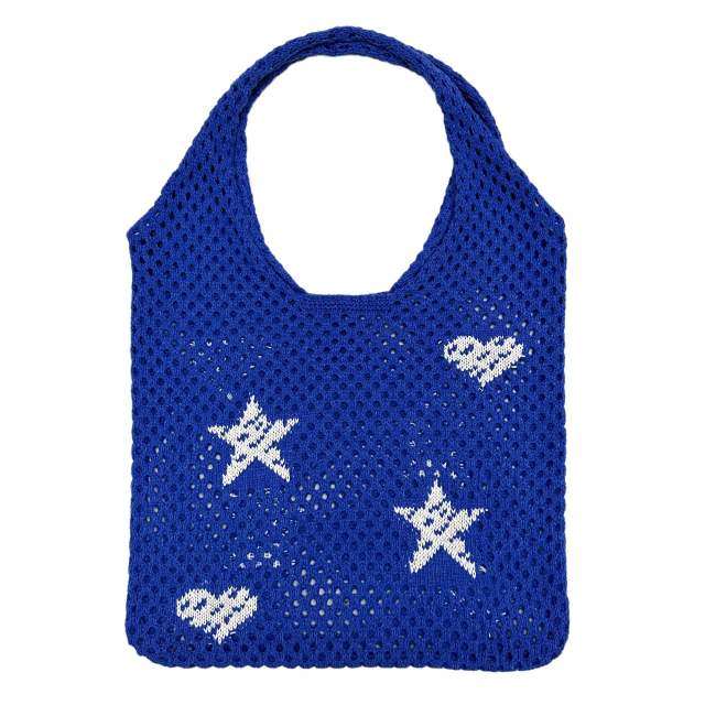 Y2K star pattern knitted corchet women tote bag beach bag
