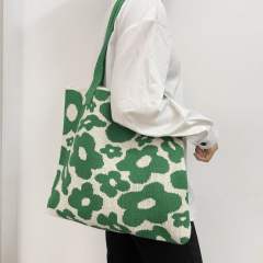 Hot sale flower pattern knitted tote bag