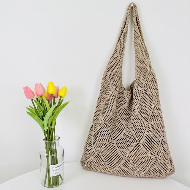 Korean fashion knitted corchet tote bag beach bag