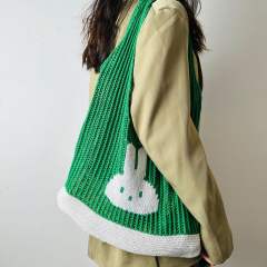 Cute rabbit pattern knitted corchet women tote bag