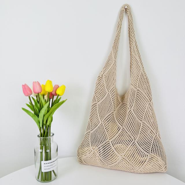 Korean fashion knitted corchet tote bag beach bag