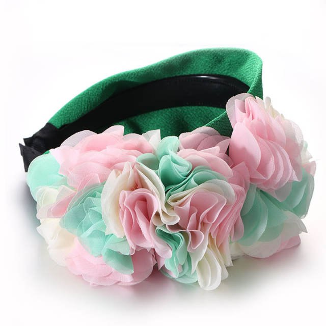 Fashionable fabric flower dopamine wide headband
