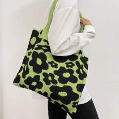 Hot sale flower pattern knitted tote bag