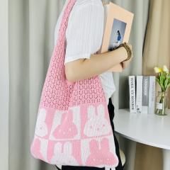 Korean fashion cute rabbit knitted corchet tote bag beach bag