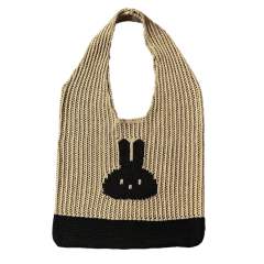 Cute rabbit pattern knitted corchet women tote bag
