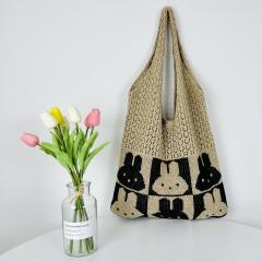 Korean fashion cute rabbit knitted corchet tote bag beach bag