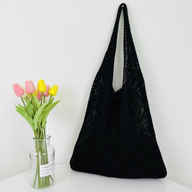 Korean fashion knitted corchet tote bag beach bag