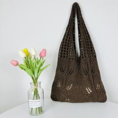 Korean fashion leaf design knitted corchet tote bag beach bag