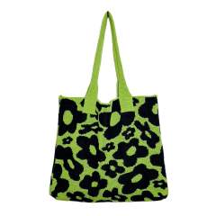 Hot sale flower pattern knitted tote bag