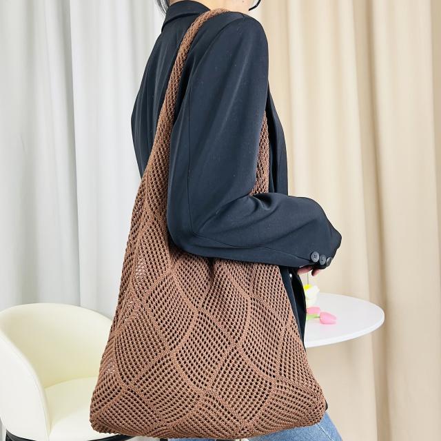 Korean fashion knitted corchet tote bag beach bag