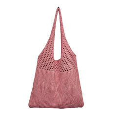 Plain color knitted corchet tote bag beach bag