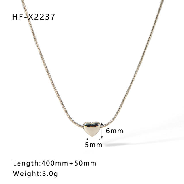 INS dainty pearl bead heart butterfly stainless steel necklace
