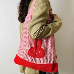 Cute rabbit pattern knitted corchet women tote bag