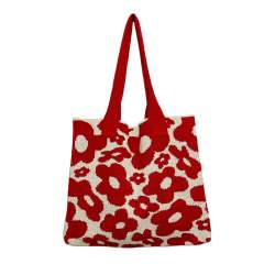 Hot sale flower pattern knitted tote bag