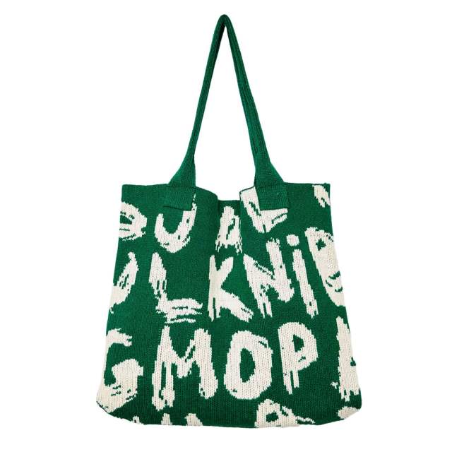 Korean fashion Letter pattern knitted tote bag