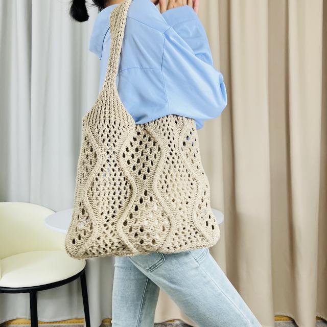 Korean fashion hollow knitted corchet tote bag beach bag