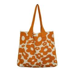 Hot sale flower pattern knitted tote bag