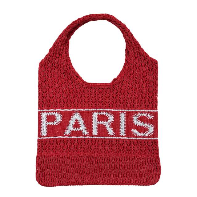 Vintage paris letter knitted corchet tote bag beach bag