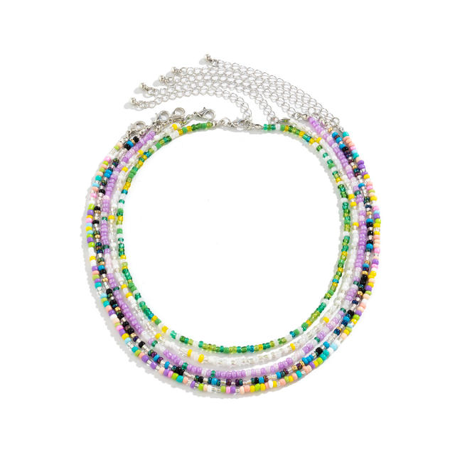 Boho sweet colorful seed bead layer necklace