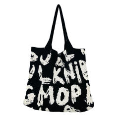 Korean fashion Letter pattern knitted tote bag