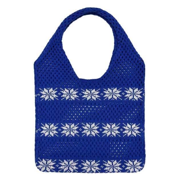 Christmas snowflake pattern knitted tote bag beach bag