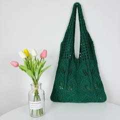 Korean fashion leaf design knitted corchet tote bag beach bag