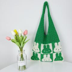 Korean fashion cute rabbit knitted corchet tote bag beach bag